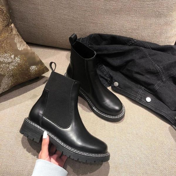 

rock shoes woman lady boots boots-women summer booties luxury designer round toe low heels booties ladies 2020 fashion, Black