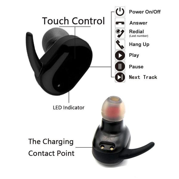 

tws mini wireless bluetooth 5.0 stereo headset waterproof sport headphone earphones earbuds with charging socket for smartphone