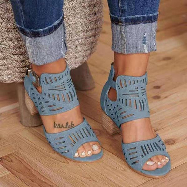 

women sandals high heel gladiator buckle strap fashion shoes woman sandalias mujer 2020 summer ladies sandals plus size 35-43, Black