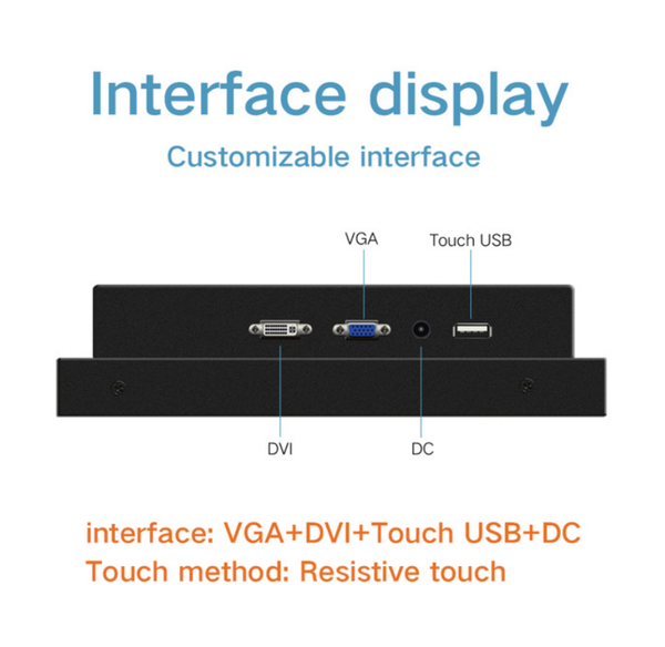 

10 inch 1024x768 resolution capacitive touch screen monitor industrial lcd monitor with vga dvi input