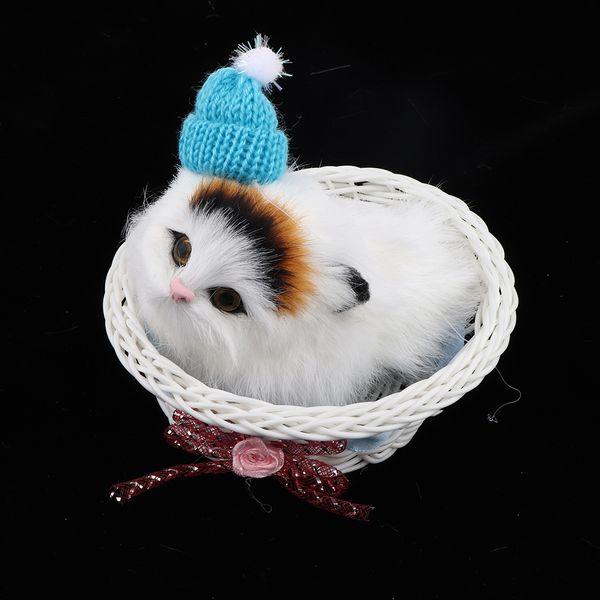 

simulation cat + basket with cat meows, deskanimal ornaments home deskdecoration