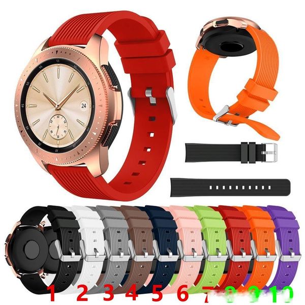 

20mm 22mm silicone watchband for samsung galaxy watch 42mm 46mm striped replacement bracelet band strap for sm-r800 sm-r180