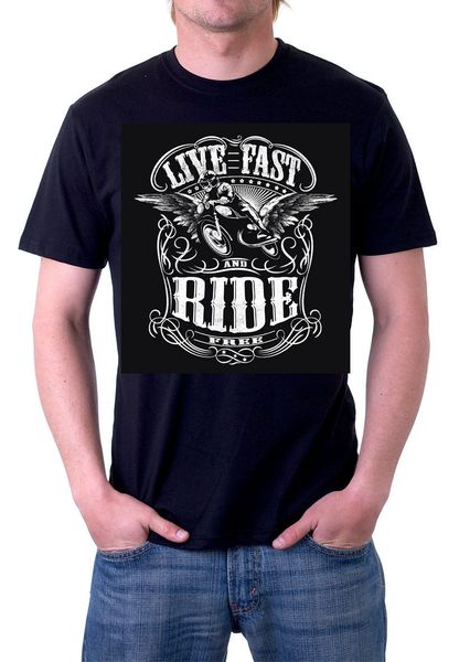 

2019 t shirt men t shirt print t shirts man short sleeve t-shirt live fast and ride black tees treet wear