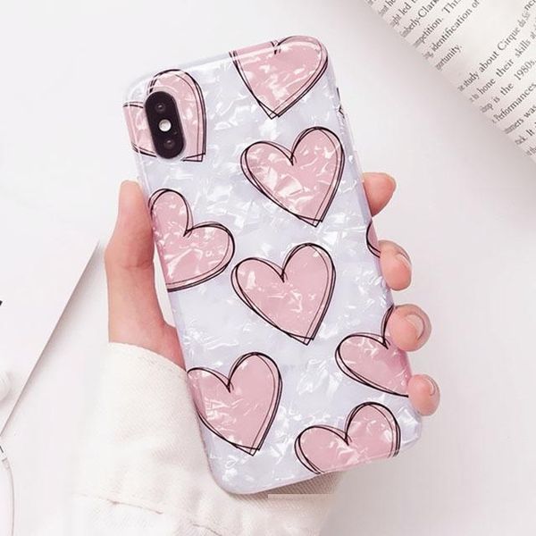 

conch shell love heart phone case for iphone xs max case for iphone x xr 6 s 7 8 plus cover fashion candy color cases capa