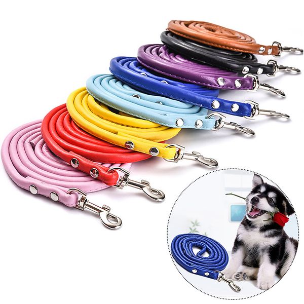 

120cm pet cat puppy dog leash long smooth pu leather leashes multi color dogs walker leads leashes dog harness pet tow rope