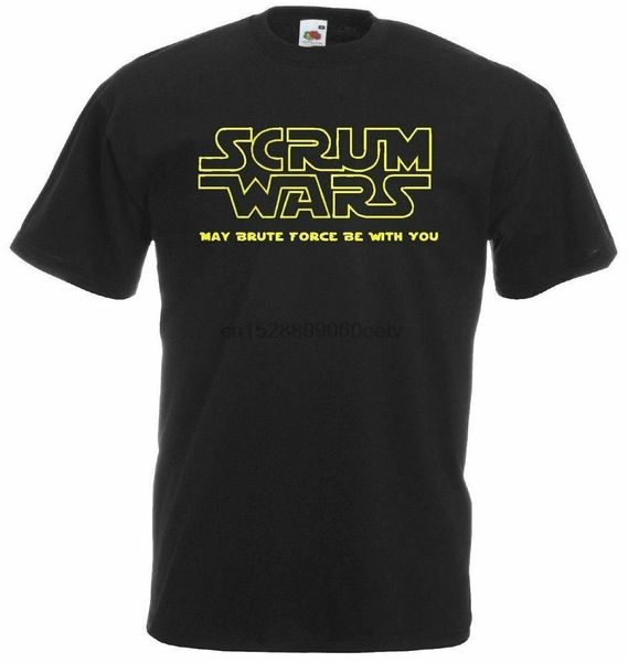 

mens black scrum wars rugby t-shirt funny 6 nations geeky tshirt