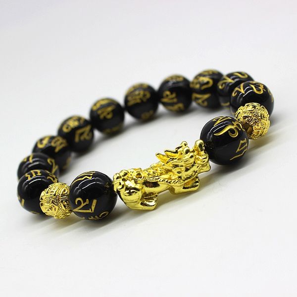 

chinese jewelry pixiu bracelet 10mm 12mm 14mm women men good lucky charm beads feng shui pi yao wealth bracelets jewelry bracelets, Black