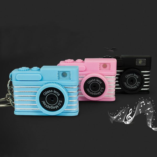 

100pcs/lot mini toy camera keychain led camera key chain sound keyring digital hangbag torch key ring, Silver