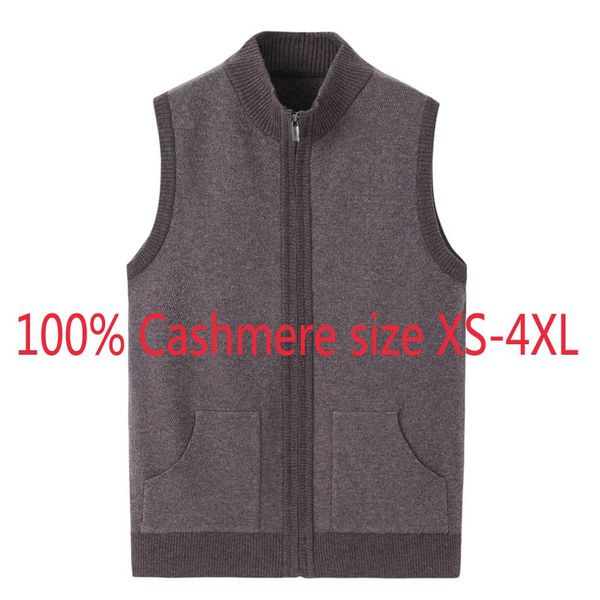 

new 100%pure cashmere men cardigan winter knitted mandarin collar computer knitted vest,sleeveless thick casual plus size xs-4xl, Black;white