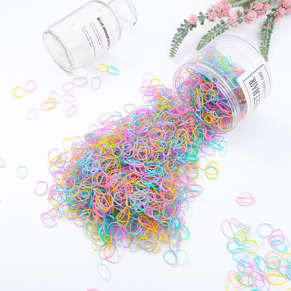 

500/800/1000/2500pcs candy color hair rope new child baby tpu hair holders rubber bands elastics girl tie braids hair accessory, Silver