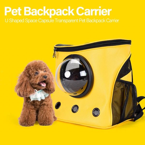 

soft cats dogs backpack carrier u shaped sided pet transparent backpack pu bag for pet breathable shoulder travel carrier