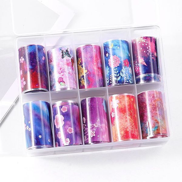 

nail star transfer paper starry sky series set nail sticker 10 mixed art creation wholesale, Red;gold