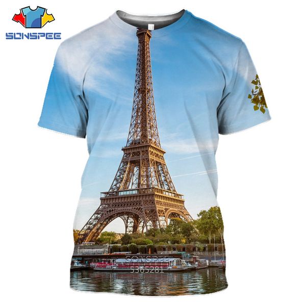 

eiffel tower landscape 3d print shirts humor graphic hippie men clothing