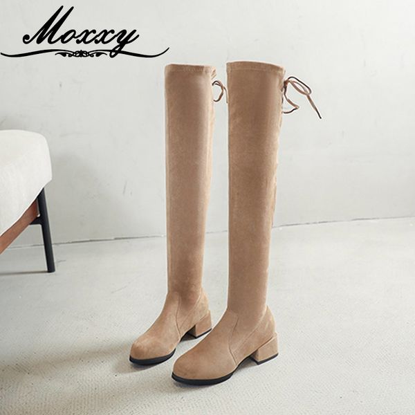 

moxxy over the knee boots women 2020 black khaki heeled long boots women shoes autumn thigh high plus size 35-41