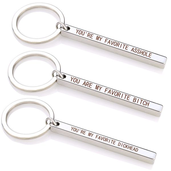 

you are my favorite love letters engraved keychain pendant metal key ring couples keychains, Silver