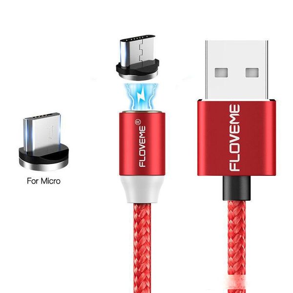 

floveme 2a led light magnetic charging cable 360 degree rotation micro usb type-c charger cord for phone 8 android samsung huawei xiaomi 1m