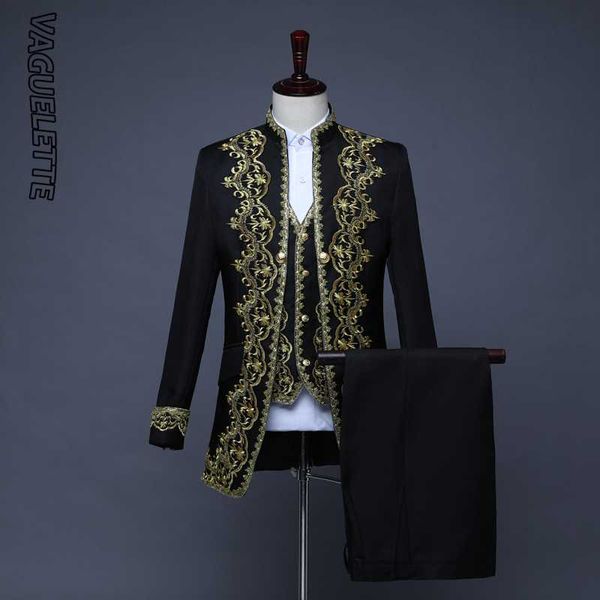 

men's suits & blazers vaguelette white/black embroidery floral suit men stage elegant costume homme mariage luxe wedding mens 3 piece w