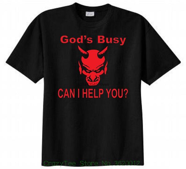 

cartoon print short sleeve t shirt god is busy can i help you t-shirt
