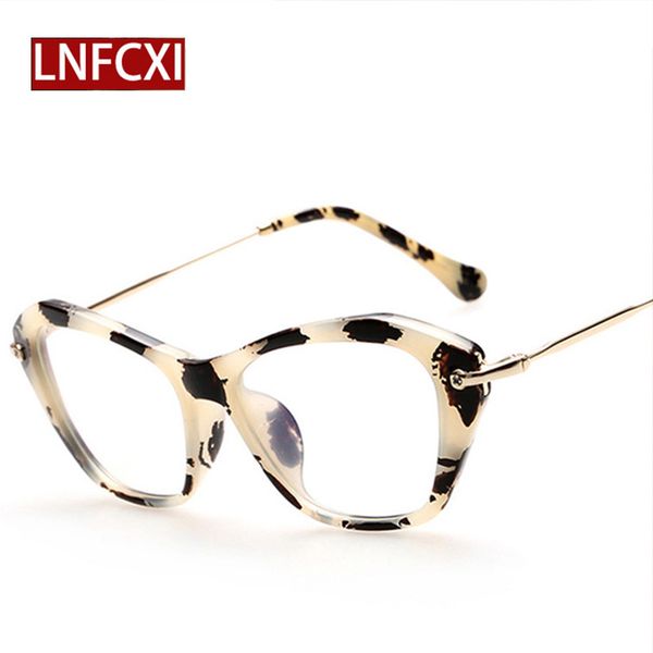 

lnfcxi anti-blue cat eye women's transparent glasses clear lenses men computer glasses for lady, Black