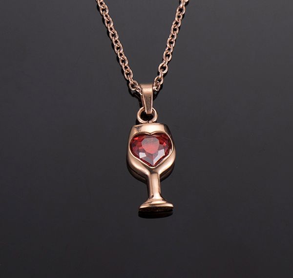 

chains wawfrok stainless steel choker necklace red heart cubic zirconia women fashion necklaces for chain, Silver