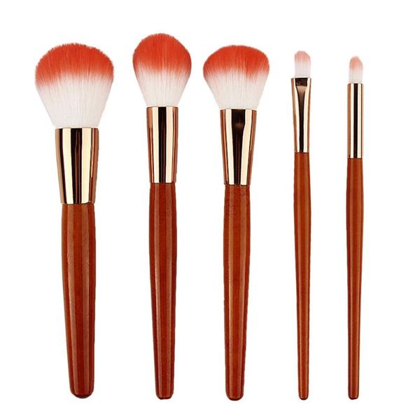 

мода 5 имитация красного дерева ручка кисти для макияжа глаз тени blush brush set натуральных волос мягкие макияж наборы drop доставка