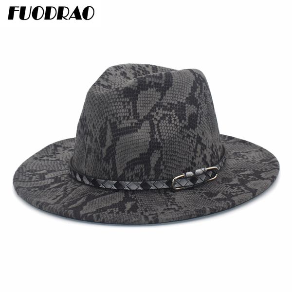 

wide brim hats fuodrao men's autumn and winter warm faux wool hat retro harajuku style high-jazz panama f73, Blue;gray