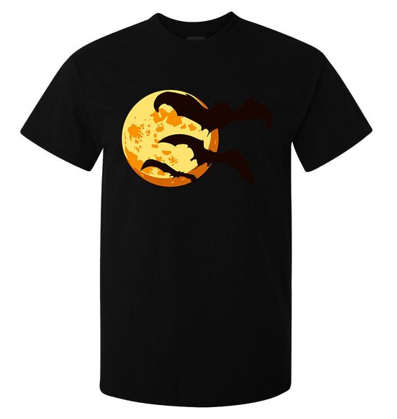 

halloween moon with bats scary artwork t shirt black
