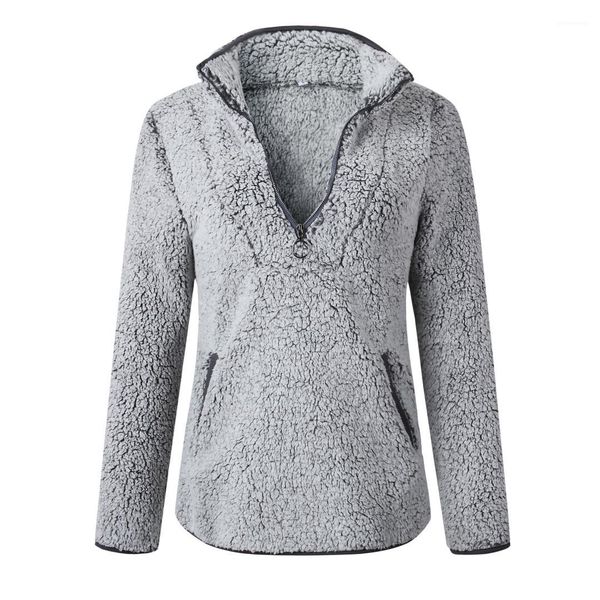 

long sleeve loose lapel neck sweatshirt male casual women plush autumn hoodies pullover zipper, Black