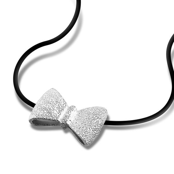 

твердая 925 серебряного лук ожерелье заявления подруга смазливых цветов серебра ожерелье ювелирных изделия 2020 подарки девушка шарм ювелирн, Silver