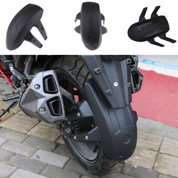 

motorcycle rear fender mudguard water baffle wheel hugger replacement with mounting btacket, universal fit, black #001