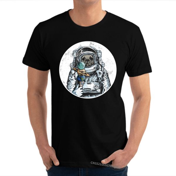 

dog astronaut outer space moon icecream bulldo casual simple style t-shirts for men cotton autumn t shirt casual t-shirts