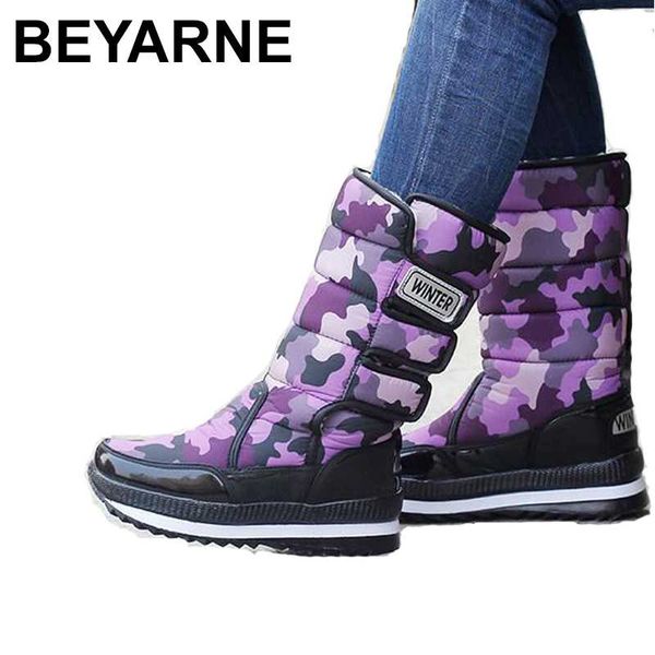 

beyarne2020 platform winter boots for women, thick plush non-slip snow boots for women womane1007, Black