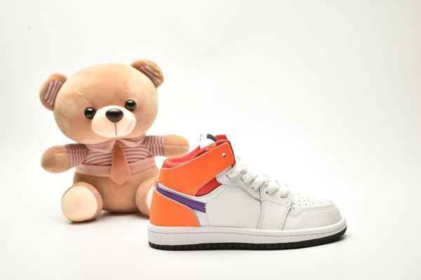 

children sport mid ajs 1 one toddlers basketball shoe triple white playful pine blue come fly with me fearless ones coral gold orange, Black