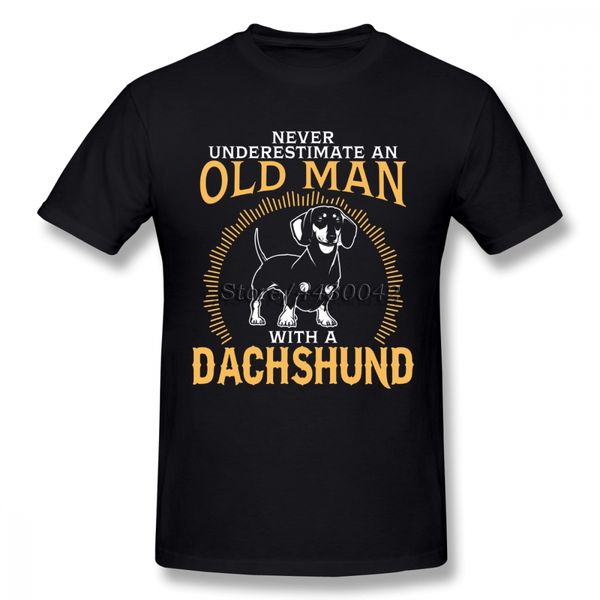 

never underestimate an old man with a dachshund dog pet t-shirt for men plus size cotton team tee shirt 4xl 5xl 6xl camiseta(1