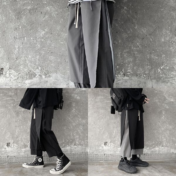 

function wind cargo men's street fashion bundles foot ankle-length high street pants design loose straight fashion bag trousers casual, Blue