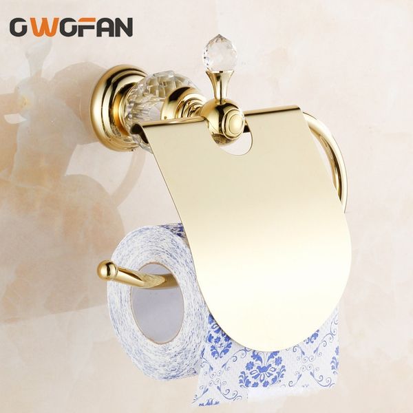 

paper holder glass crystal decorative brass toilet roll paper holders waterproof tissue gold finish bathroom accessories a08-625 t200425