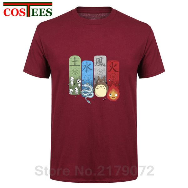 

new arrival men's great print ghibli elemental charms t-shirt men o collar new tees multi colors cool male summer style t shirts