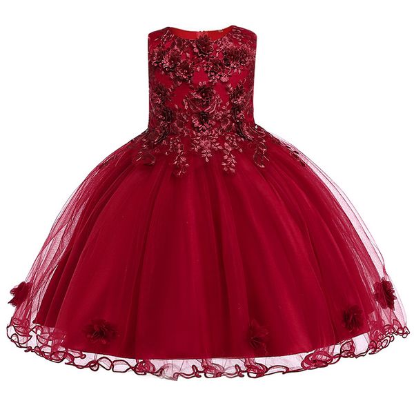 

new very sweet flower girl dress for summer party princess dress of bow embroidery sleeveless birthday grils clothes, Red;yellow