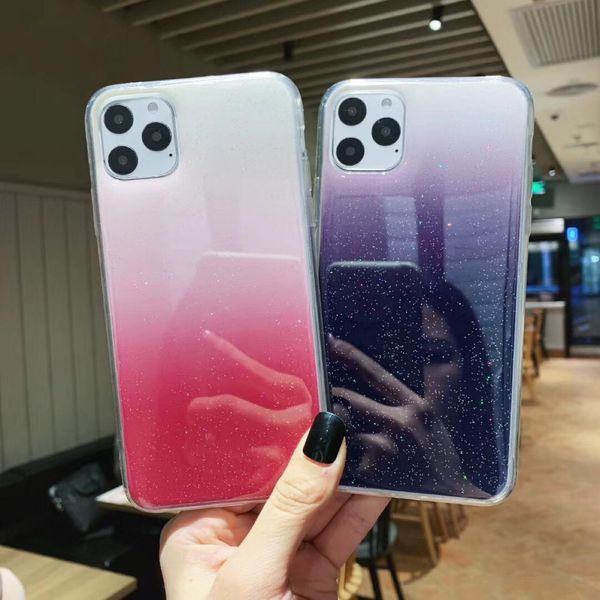 

glitter gradient clear back cover anti-shock bling transparent full protective phone case for iphone 11 pro max xr xs 7 8 plus 6 6s