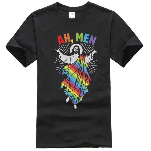 

ah men funny lgbt gay pride jesus rainbow flag god gift t-shirt