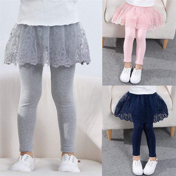 

cotton baby girls leggings lace princess skirt-pants spring autumn children slim skirt trousers for 2-7 years kids clothes, Blue