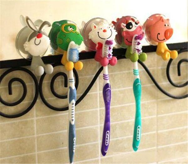 

new bathroom cute cartoon sucker toothbrush holder suction hooks
