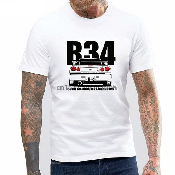 

cool skyline r34 print white t-shirt men's casual style cotton bottoming t shirt fashion short sleeves tee shirt clothing