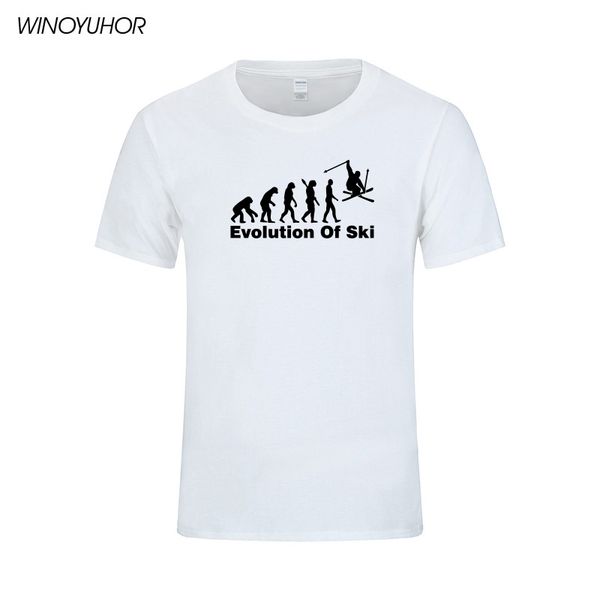 

evolution of ski funny printed t shirts men 2020 summer new casual short sleeve cotton t-shirt skiing sport customized tee