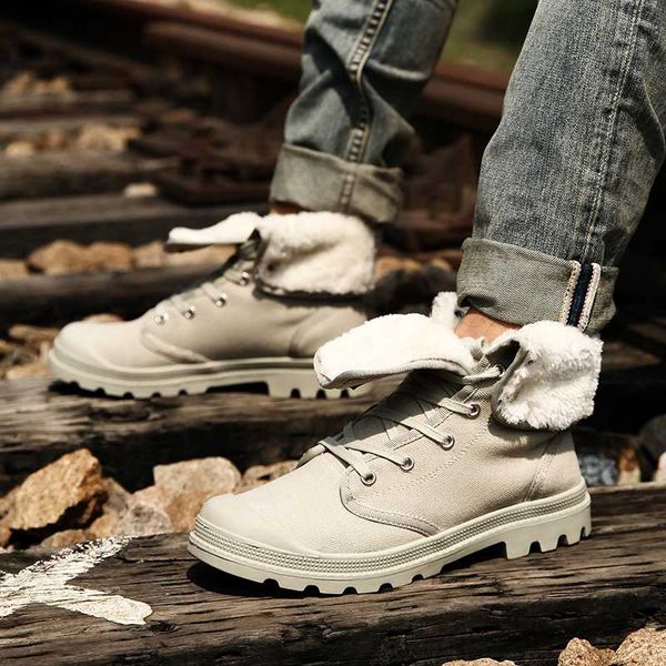 

cimim winter ankle boots men fashion canvas shoes men boots high new rubber shoes outdoor casual, Black