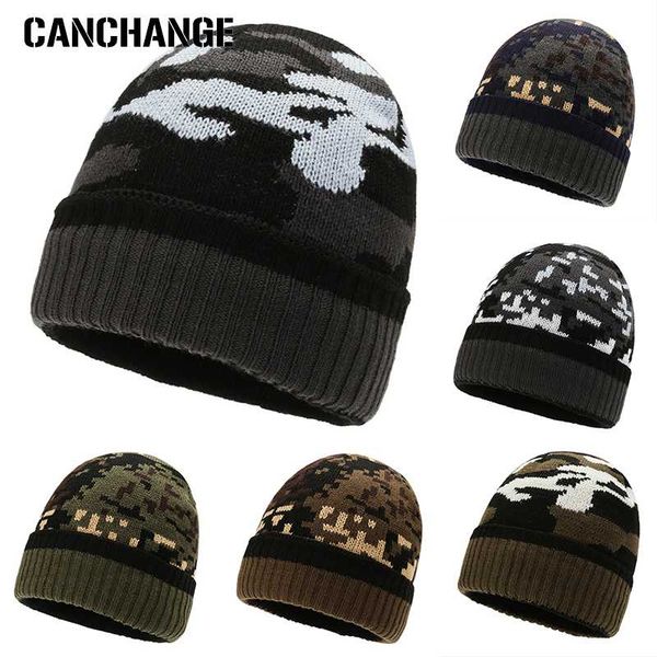 

beanies fashion knitted beanie for men cotton skullies camouflage winter hats men's outdoor hedging hat warm bone