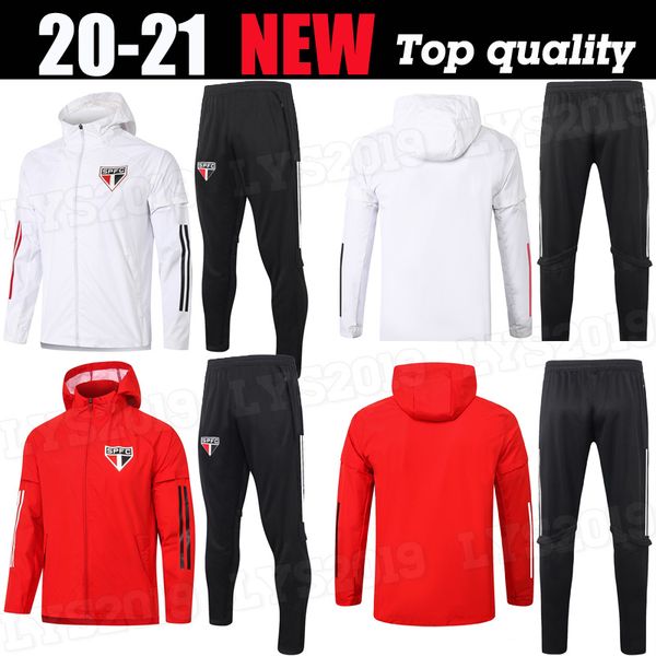 

20 21 hooded windbreaker training wear sao paulo jersey dani alves pato soccer 2020 2021 hernanes club football coat jogging suit set, Black