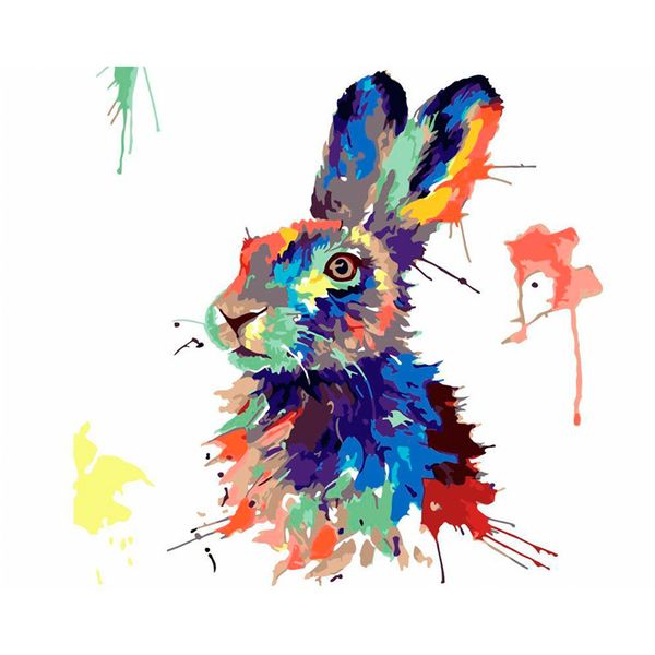 

home wall decorations painting by numbers diy canvas oil painting- colorful rabbit