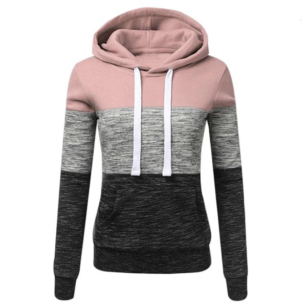 

women sweatshirts autumn winter hoodies long sleeve hoody ladies zipper pocket patchwork hooded sweatshirt female outwear, Black