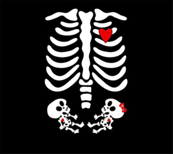 

mother baby skull twins heart mom maternity pregnant skeleton funny t-shirt tee custom made tee shirt